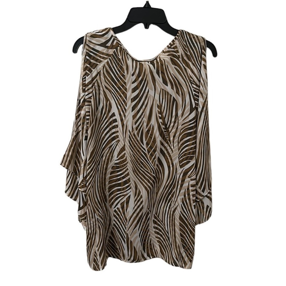 Chico's Women's White/Brown Palm Tree Tunic Top Size 1 (M/8) - Picture 5 of 6
